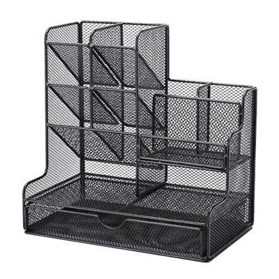 Produktbild von Stifthalter aus Netzmaterial für Schreibtisch, multifunktionaler Stifte-Organizer mit Schublade, Schreibtisch-Organizer für Büro- und Künstlerbedarf