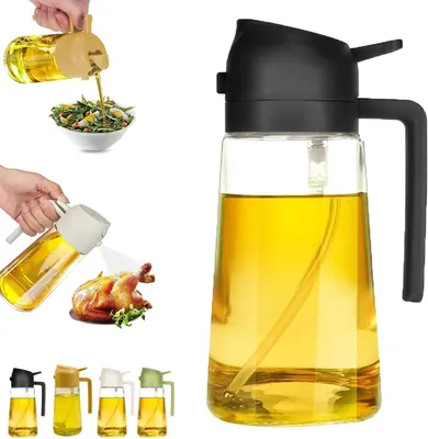Produktbild von Ölspender für Küchenspray, 2-in-1 Ölspender und Ölsprüher, Ölspenderflasche für Küche, Speiseölspender Sprüher, Ölspender und Sprüher für Küche (Schwarz)