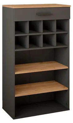 Produktbild von Weinregal Repose, Goldkraft Eiche/Anthrazit, 60 x 106 cm, zur Aufbewahrung von Weinflaschen und Büchern geeignet
