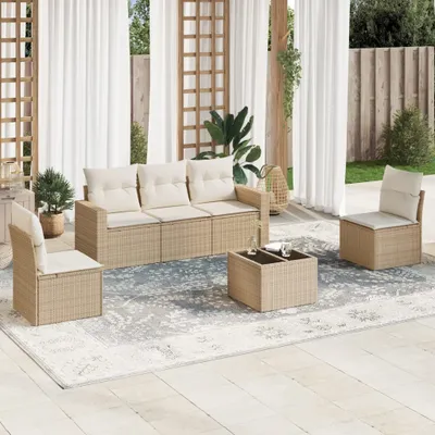 Immagine prodotto di Maison Exclusive - Set da giardino 6 pezzi con cuscini in polyrattan beige