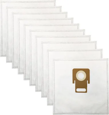A stack of vacuum cleaner bags, with one bag prominently displayed in the foreground showing its connection port.