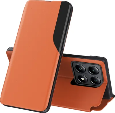 Obrázek produktu pro Flipové pouzdro pro Xiaomi 14T,Polyuretankůže pouzdro s okénkem a funkcí stojánku Pomerančový