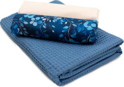Produktbild von Blumen Set 37 Waffelstoff Set  1x Waffelstoff + 2x  Baumwollstoff Druck und Uni  je 0,5m x 1,5m Stoffpaket DIY Projekt