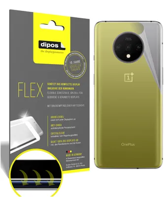 Produktbild von 3x Schutzfolie für OnePlus 7T Rückseite Folie, 100% Displayabdeckung, dipos Flex