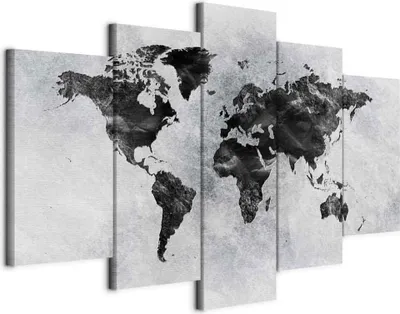 Produktbild von Italienischer Leinwand Leinwandbild - Concrete World (5 Parts) Wide 225x112.5 cm Karten k-A-0431-b-m