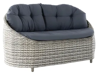 Zdjęcie produktu dla Dwuosobowa sofa w kolorze szarym, nowoczesny styl, metalowa rama, miękkie siedzisko z tkaniny