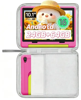Obrázek produktu pro JENBIZZ Dětská tableta, 10 palců, Android 16, 24 GB RAM (3 GB + 21 GB), 64 GB, rodičovská kontrola, Wi-Fi 6, včetně ochranného pouzdra