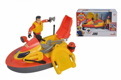 Produktbild von Feuerwehrmann Sam Motorboot Roller Juno + Simba Figur