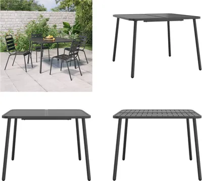 Zdjęcie produktu dla vidaXL Stół ogrodowy antracytowy 100x100x71 cm stalowy - Stół ogrodowy - Stoły ogrodowe - Stół na zewnątrz - Stół na patio