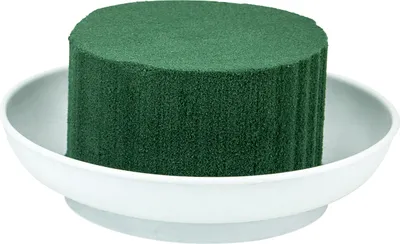 Produktbild von Nass Steckschaum Rund 8x5cm mit Schale D.12cm 2er Set Weiß