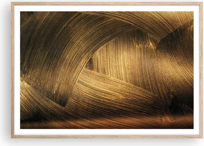 Produktbild von Gerahmtes Poster - Rahmen in heller Eiche - Abstraktion Gold Textur - 100x70 cm - Wand Bild - Wanddeko - Wandbilder - Kunstposter - Wandposter - Bilderrahmen - Bilder - Kunstdruck - P2NAA100x70-4477