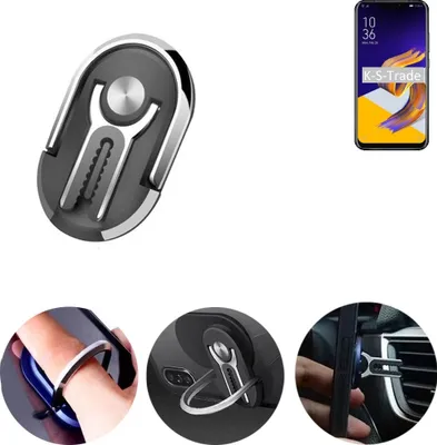 Produktbild von K-S-Trade 3in1 Smartphone-Ring Handy-Ring kompatibel mit Asus ZenFone 5 (2018) Fingerhalterung  Handyring Tischständer Lüftungsgitter-Halterung