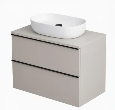 Produktbild von Waschtisch mit Unterschrank ONE 2 Schubladen Kaschmir 80x50x46 hängend Badmöbel Badezimmer Badezimmermöbel Waschbeckenschrank