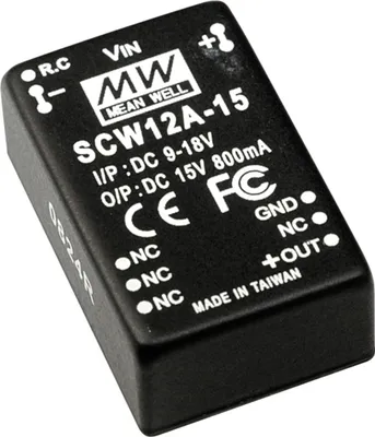 Produktbild von MEANWELL SCW12B-12, DC DC-Wandler, 18-36V:+12V 1000mA 12W