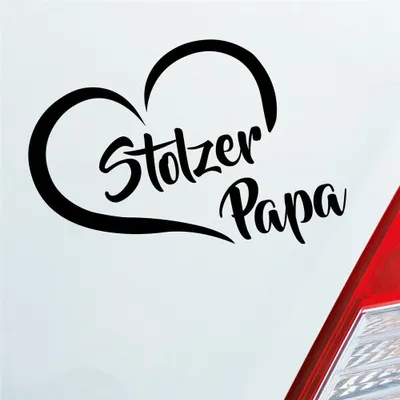 Produktbild von Auto Aufkleber Stolzer Papa Liebe Herz Vater Kind 13x10 cm Schwarz Glanz Sticker Heckscheibenaufkleber