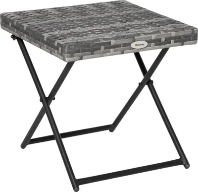 Produktbild von Beistelltisch Polyrattan klappbar, 40x40x40 cm, Grau, UV- und witterungsbeständig, platzsparend, pulverbeschichteter Metallrahmen
