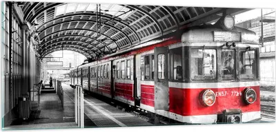 Produktbild von Bilder auf glas - Bahn Bahnhof Zug Transport - 100x40cm - Glasbilder - Wandbilder - Kunstdruck - zum Aufhängen bereit - Wanddekoration aus Glas - Glas Bilder - Wandbild auf Glas - GAB100x40-2558