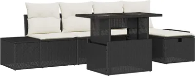 Image de Ensemble de canapé de jardin 6 pcs Noir polyrotin