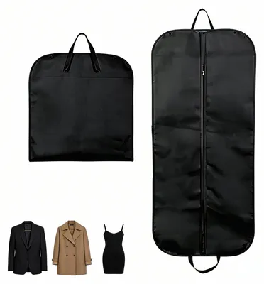 Image de Housse à vêtements 60 x 120 cm - Housse de rangement respirante pour costumes et robes de soirée - Sac de voyage réutilisable avec poignée pour chemises et manteaux - Protection contre la poussière et les mites