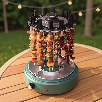 Produktbild von Vertikaler Grill Automatisch Rotierende Kebab Maschine 1200W, Kapazität für 12 Spieße, Elektrischer Ofen