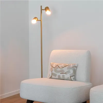 Productafbeelding van Atmooz Kisoro staande lamp – G9 – Tafel lamp – Woonkamer – Goud – Hoogte 144 cm – Metaal