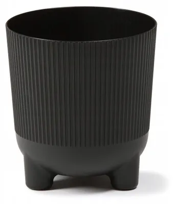 Produktbild von Kunststoff Blumentopf mit Füßen 18 cm, Schwarz, rund, für Innen- & Außenbereich