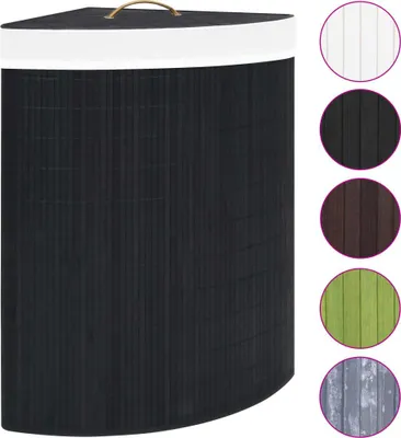 Obrázok produktu pre vidaXL Rohový kôš na bielizeň Bamboo Black 60 L