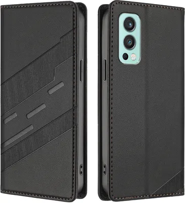 Produktbild von Hülle für OnePlus Nord 2, Kunstleder Brieftaschen Handyhülle mit Kartenfach und Standfunktion Schwarz