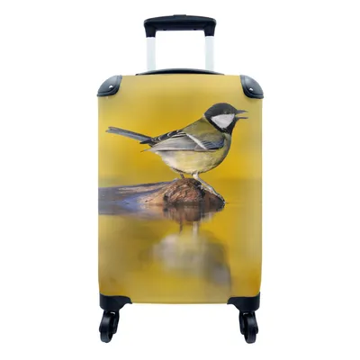 Produktbild von MuchoWow® Koffer Handgepäck Trolley Rollkoffer Kleine Reisekoffer mit 4 Rollen - Kohlmeise - Vogel - Wasser - Cabin Size < 55x40x23 cm & 55x40x20 cm - Fotokoffer - Kabinenkoffer - Boardgepäck - Reise-Box - Reisekoffer - Reisegepäck - Koffer mit Bild - Trolley für Kinder