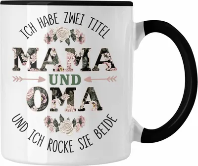 Produktbild von Trendation - Mama und Oma Tasse Geschenk für Oma Weihnachten Geburtstag Lustige Tasse Beste Oma (Schwarz)
