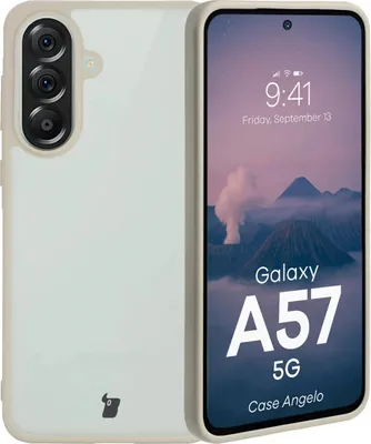 Produktbild von Handyhülle für Galaxy A57 5G, Bizon Case Angelo, Semitransparent mit beigem Rahmen
