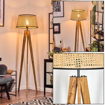Produktbild von Mila Stehlampe aus Holz/Metall/Bast in Naturfarben/Schwarz