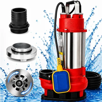 Image de Pompe à eau/fèces avec broyeur et interrupteur à flotteur, 750 W, pour eaux propres et usées, coude pour la pompe inclus dans le kit