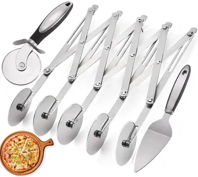 Pizzaschneider mit 5 Rädern, Edelstahl, verstellbar, für Pizza und Gebäck
