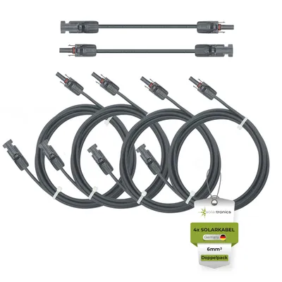 Produktbild von Solarkabel Doppelpack 4x PV-Kabel 6mm² H1Z2Z2-K Schwarz & Schwarz mit Solarstecker