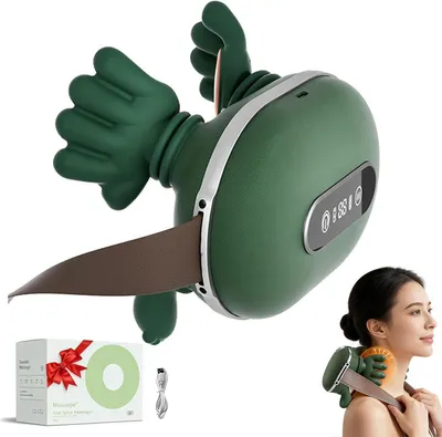 Produktbild von Schulter und Nackenmassagegerät, tragbares beheiztes Massagegerät, Rückenmassagegerät, 4D-Knetmassagegerät, simuliert eine echte Handfläche zur
