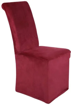 Productafbeelding van Ibenzoa® Velours-stretch stoelhoes set van 4 – Eetkamerhoezen voor rugleuningen van 45–60 cm, zitgedeelte van 35–48 cm, wijnrood