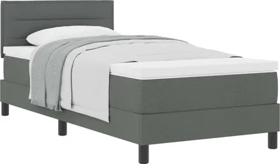 Zdjęcie produktu dla Łóżko sprężynowe Z zagłówkiem Ciemnoszary 90 x 190 cm tkanina