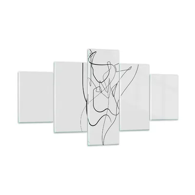 Produktbild von Bilder auf glas - 5 Teile - Frau Bleistift Linie - 125x70cm - Glasbilder - Wandbilder - Bilder - zum Aufhängen bereit - Wanddekoration aus Glas - Glas Bilder - Wandbild auf Glas - GEA125x70-4991