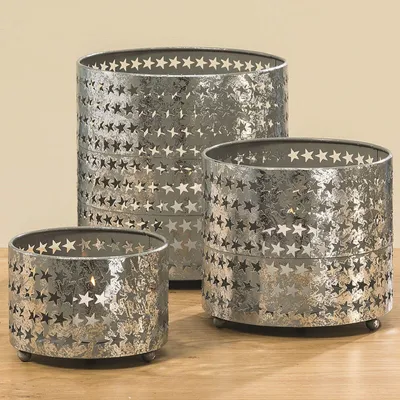 Produktbild von Windlicht Jennifer Eisen silber H10/15/21 cm Sterne 3er Set