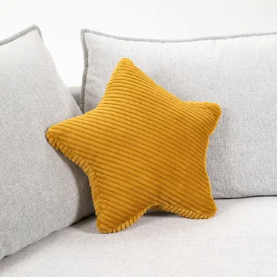Stern-Dekokissen aus Cord, Gold, 38x38x14 cm, Öko-Tex 100