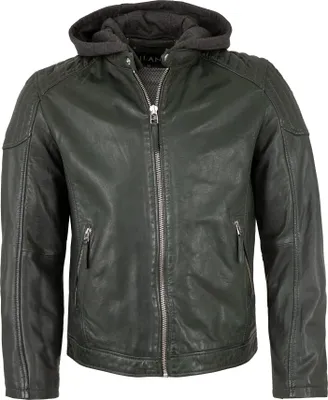 Produktbild von Jilani - Herren Lederjacke Kapuze Lammnappa petrol Größe 58