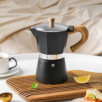 Obrázek produktu pro 150ML/300ML Přenosný hliníkový italský styl Espresso Maker Moka Pot Kávovar pro domácnost Mocha Cold Extract Pot pro výrobu Cappuccina Latte