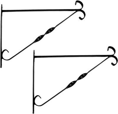 Productafbeelding van Set van 2 x 10 inch zwart metalen hangende mand beugels voor tuin en buitengebruik