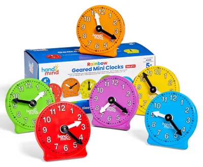 Image de Ressources pédagogiques : Mini-horloges éducatives avec engrenages, lot de 6