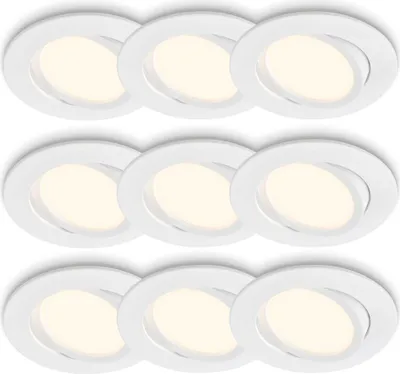 Obrázek produktu pro Vestavná svítidla LED 3x3 sada bílých otočných stropních reflektorů GU10