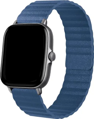 Produktbild von Strap-it Amazfit GTS 3 Lederarmband Loop (Dunkelblau)