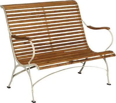 Produktbild von Casa Padrino Luxus Jugendstil Gartenbank Braun / Cremefarben 107 x 80 x H. 91 cm - Garten & Terrassen Sitzbank mit Rückenlehne und Armlehnen - Jugendstil Garten & Terrassen Möbel