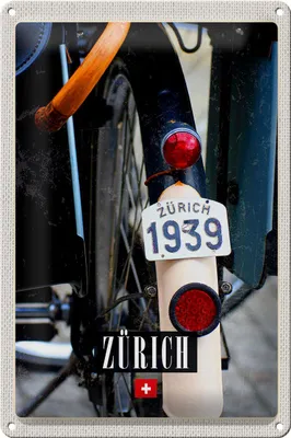 Produktbild von Blechschild Reise 20x30cm Zürich Fahrrad 1939 Europa
