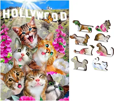 Image de WOODEN CITY Puzzle en bois Chatons à Hollywood 2in1, 75 pièces ECO